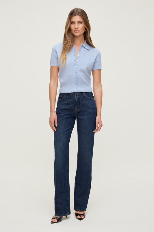 Dynamite Cara High Rise Straight Leg Jeans Blue