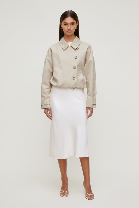 Dynamite Delila Satin Midi Skirt BEIGE