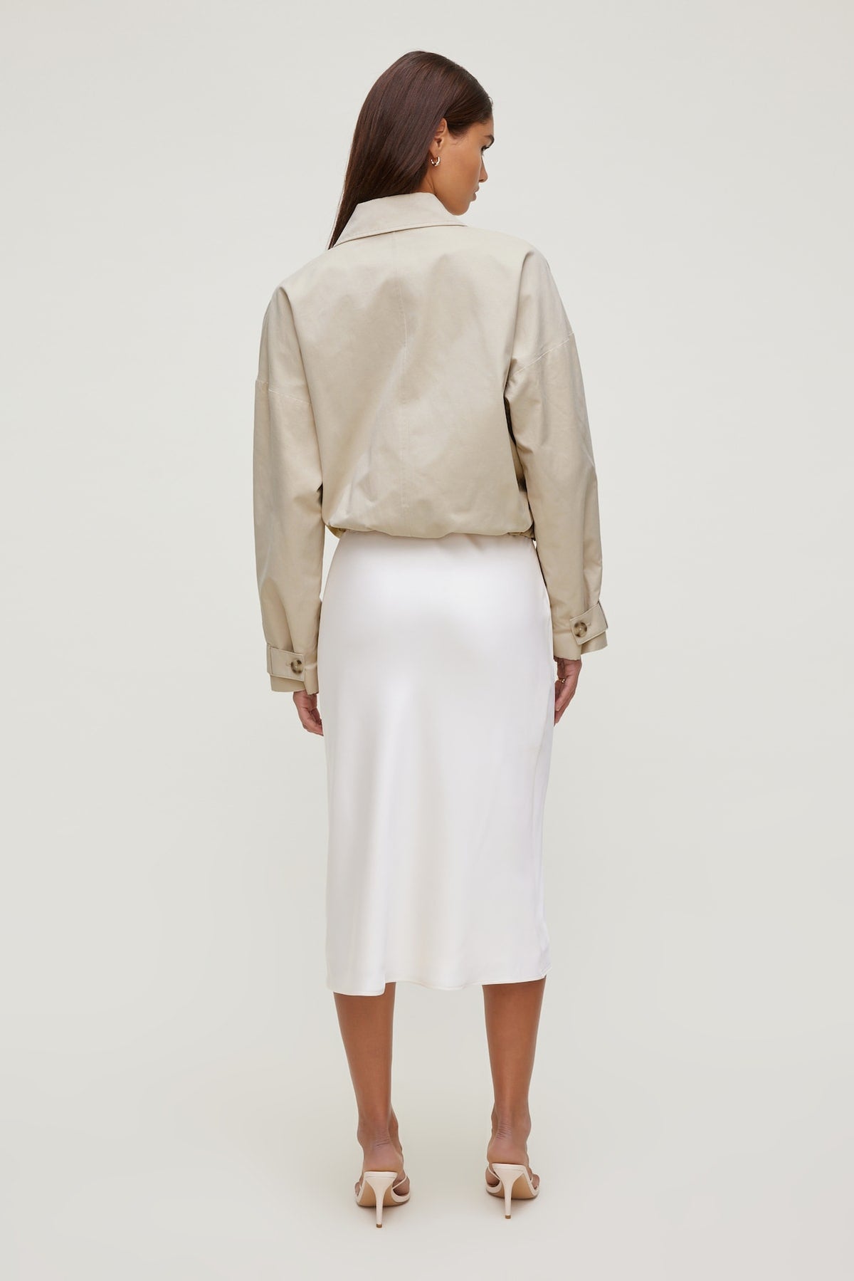 Dynamite Delila Satin Midi Skirt BEIGE