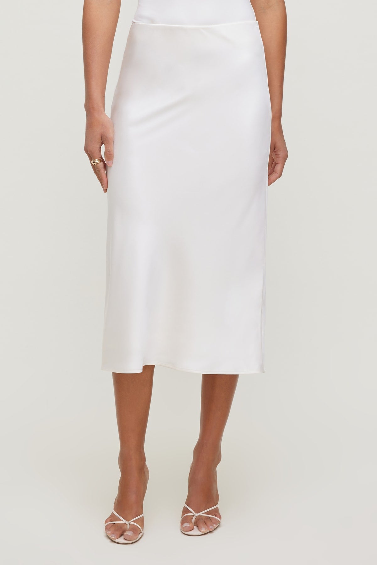 Dynamite Delila Satin Midi Skirt BEIGE