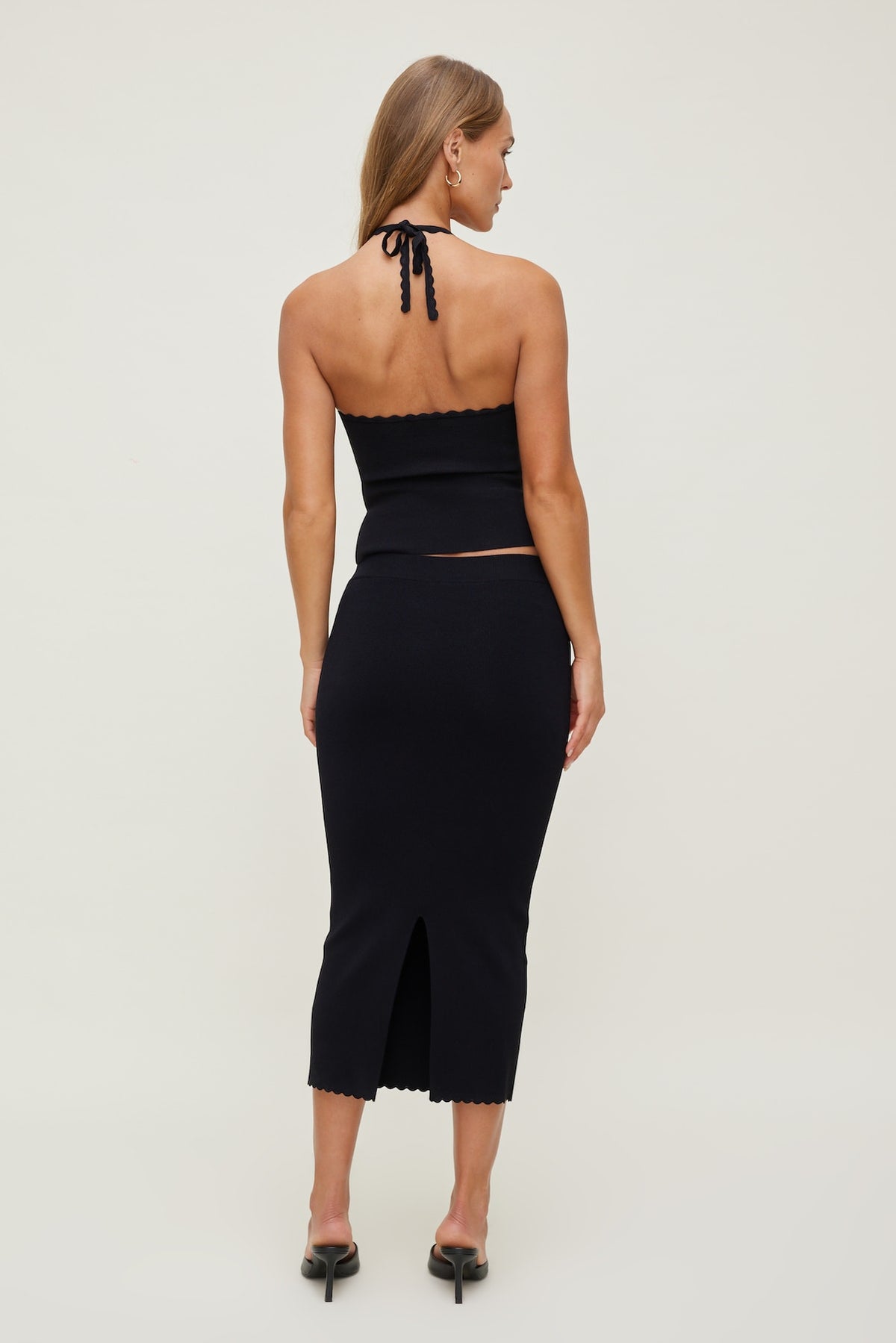 Dynamite Scallop Trim Maxi Skirt Black