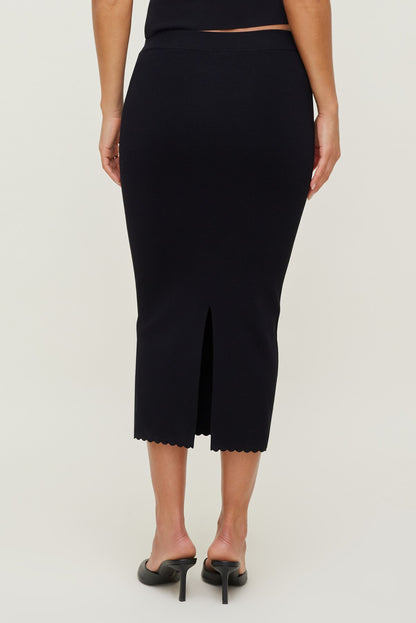 Dynamite Scallop Trim Maxi Skirt Black