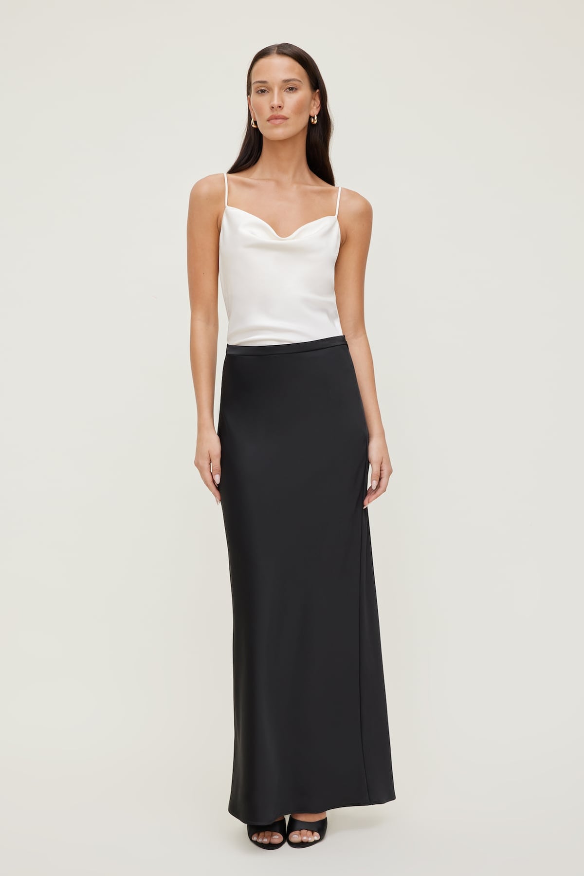 Dynamite Satin Maxi Skirt Black
