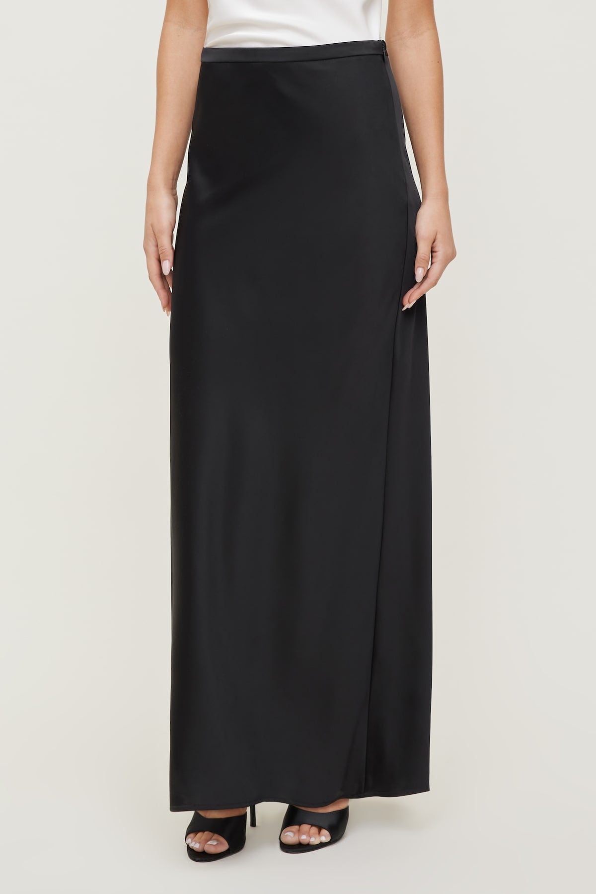 Dynamite Satin Maxi Skirt Black