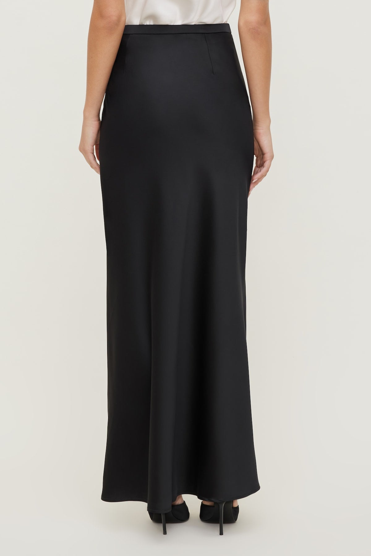 Dynamite Satin Maxi Skirt Black