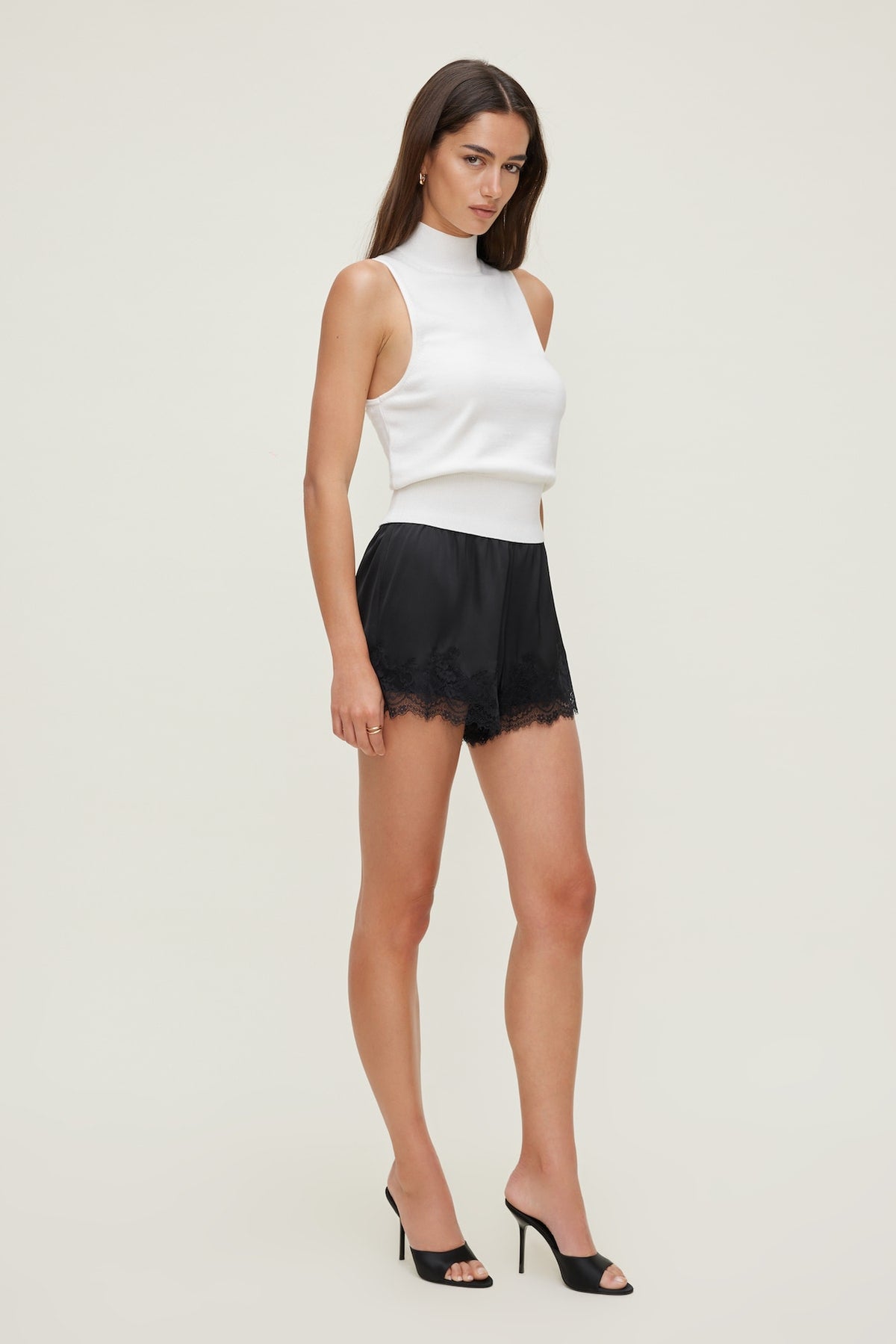Dynamite Lace Satin Shorts Black