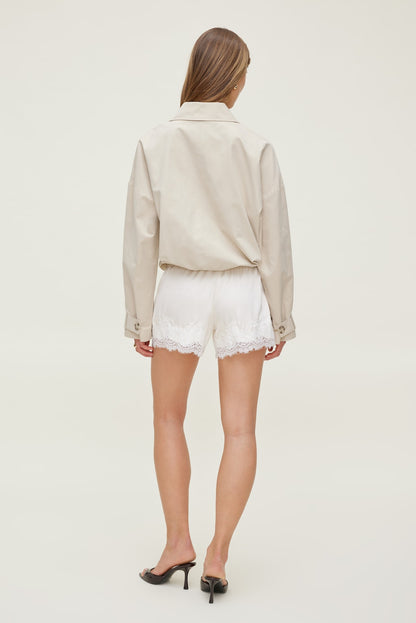 Dynamite Lace Satin Shorts Beige