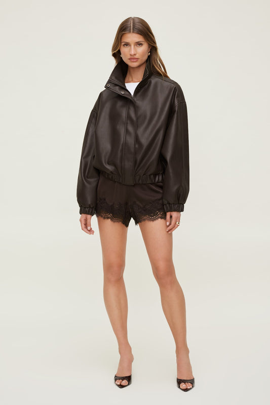 Dynamite Lace Satin Shorts Brown