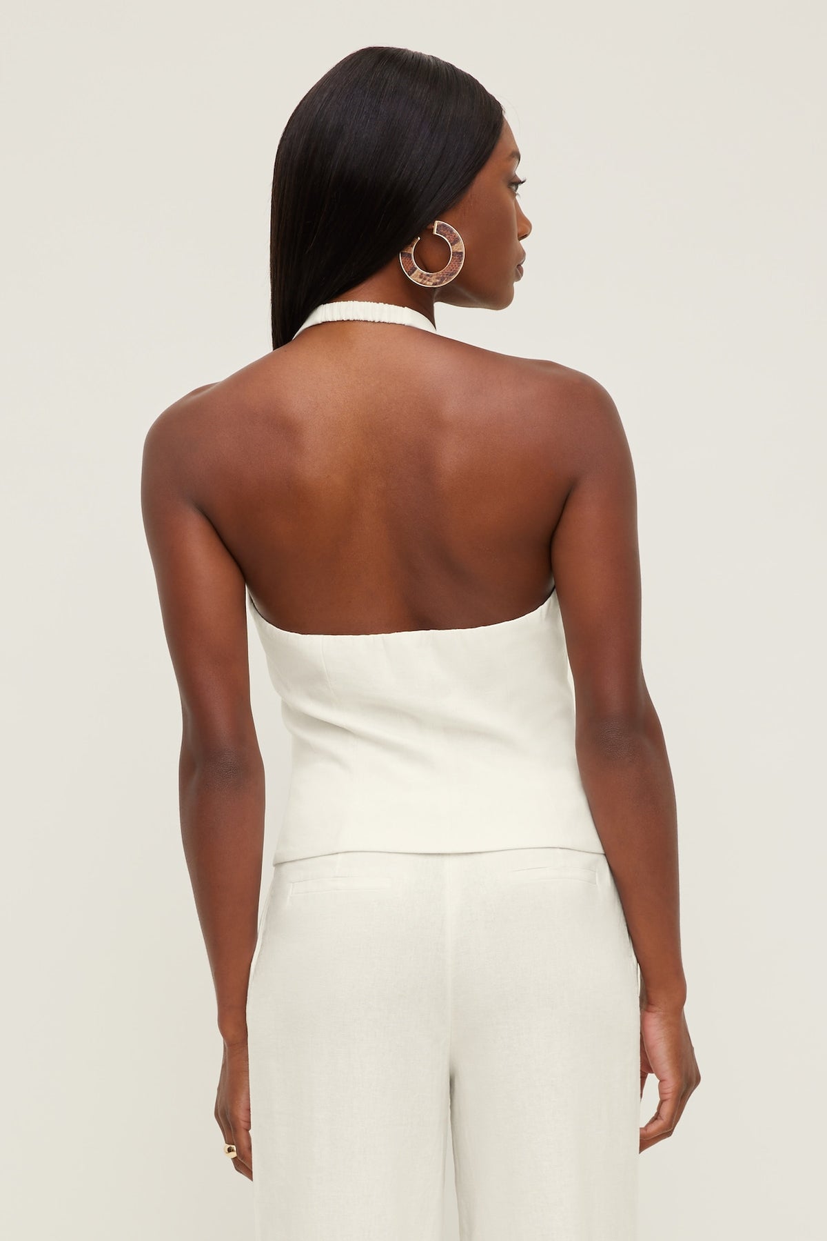 Dynamite Linen Halter Vest White