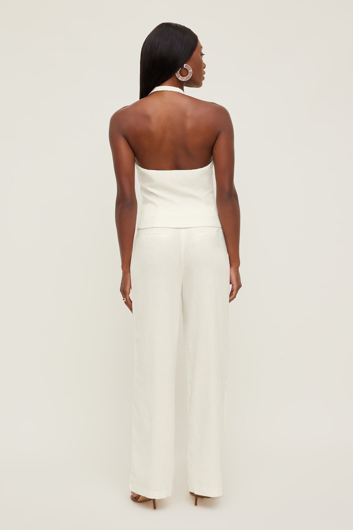 Dynamite Linen Halter Vest White