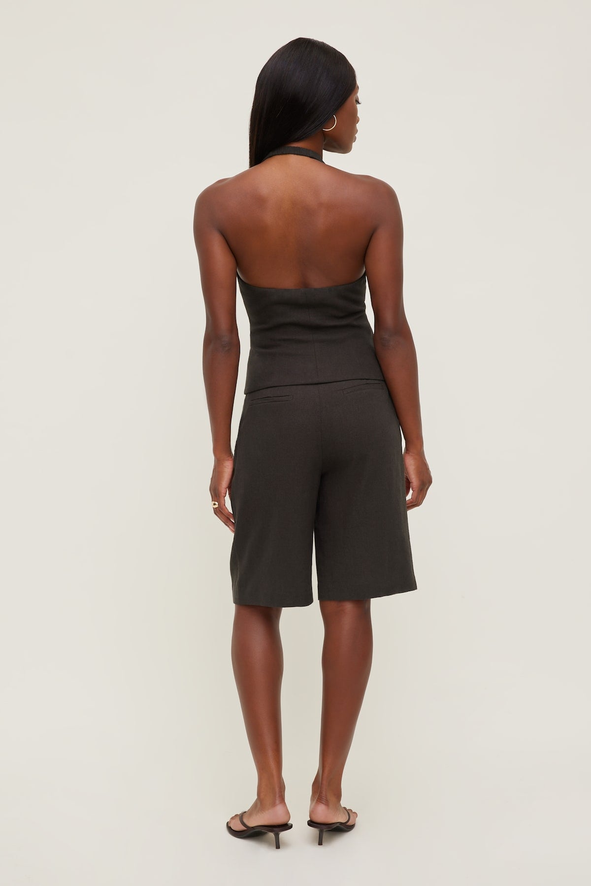 Dynamite Linen Halter Vest Brown