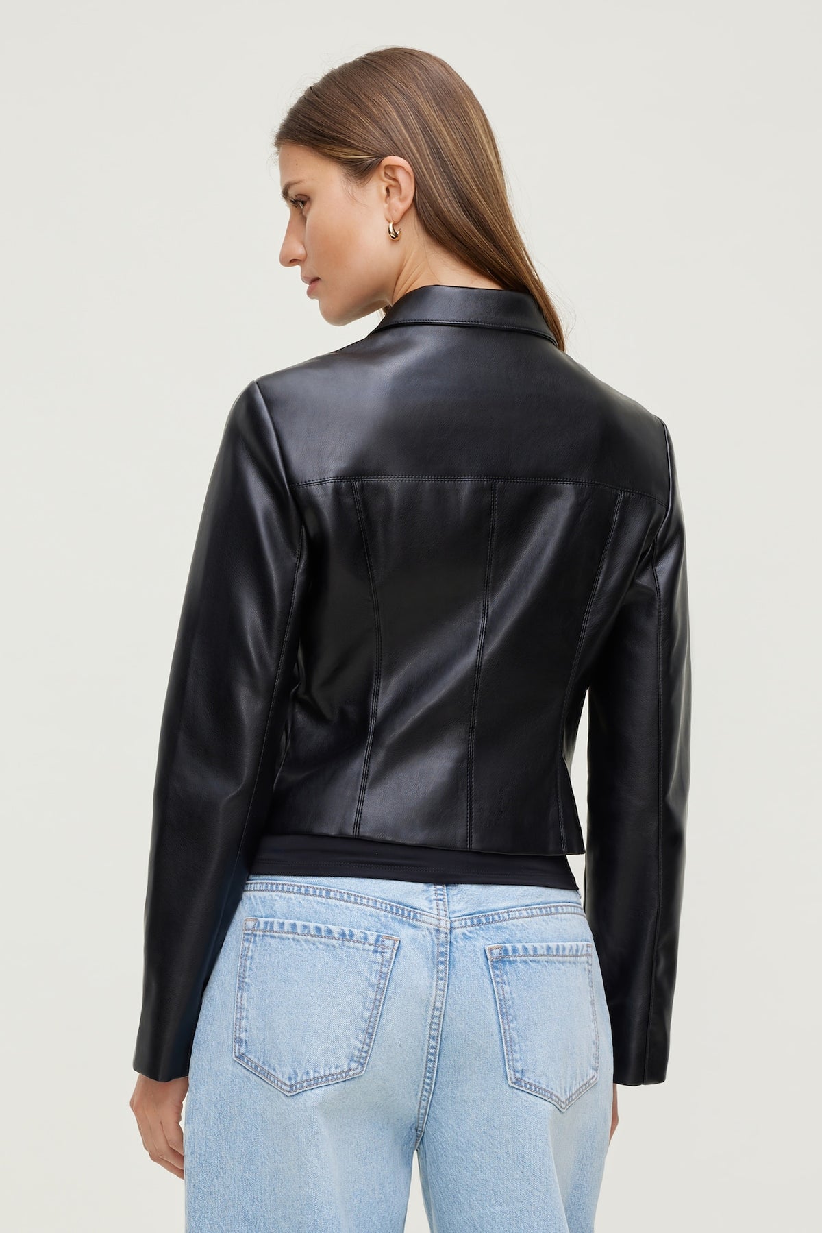 Dynamite Charlotte Short Faux Leather Jacket Black