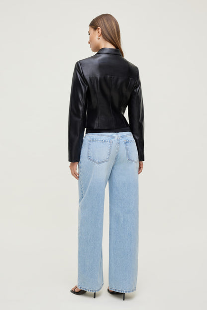 Dynamite Charlotte Short Faux Leather Jacket Black