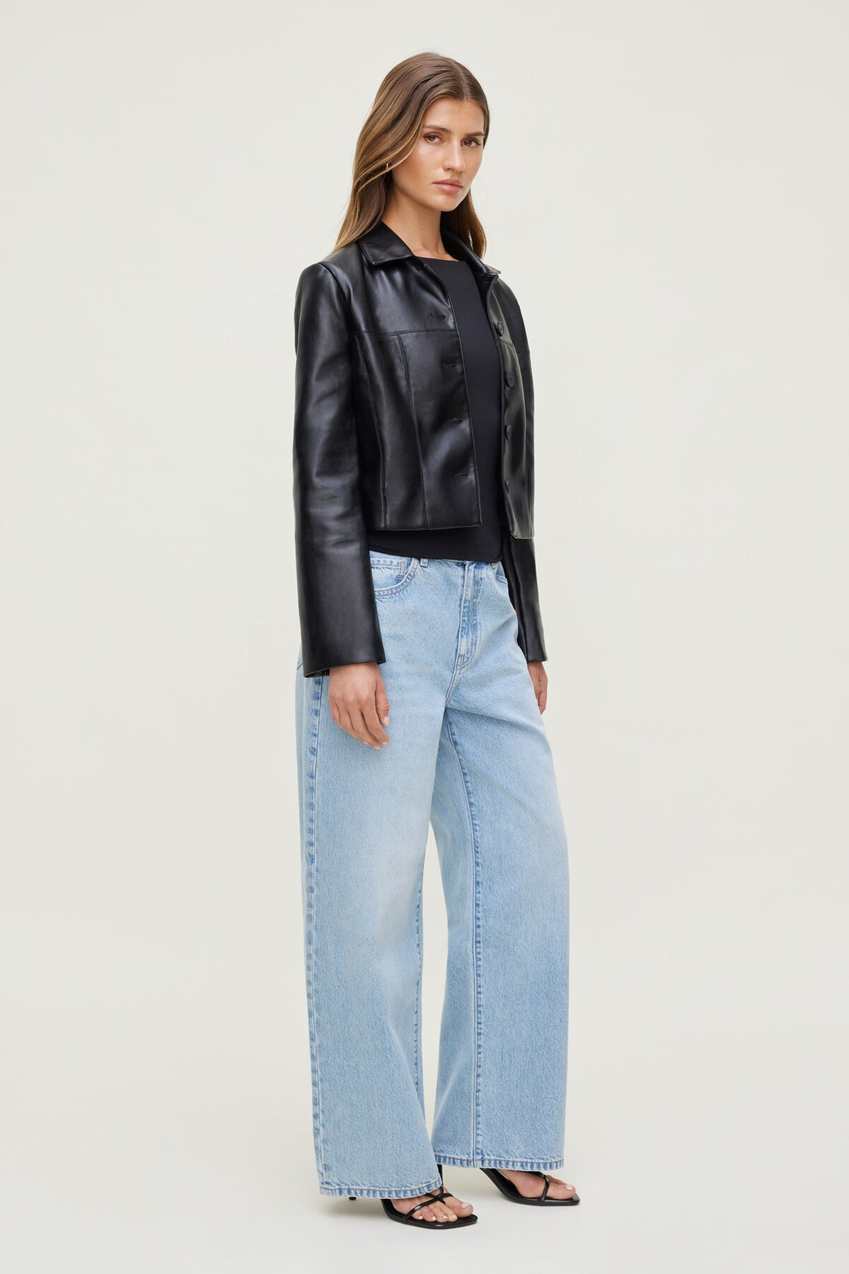 Dynamite Charlotte Short Faux Leather Jacket Black