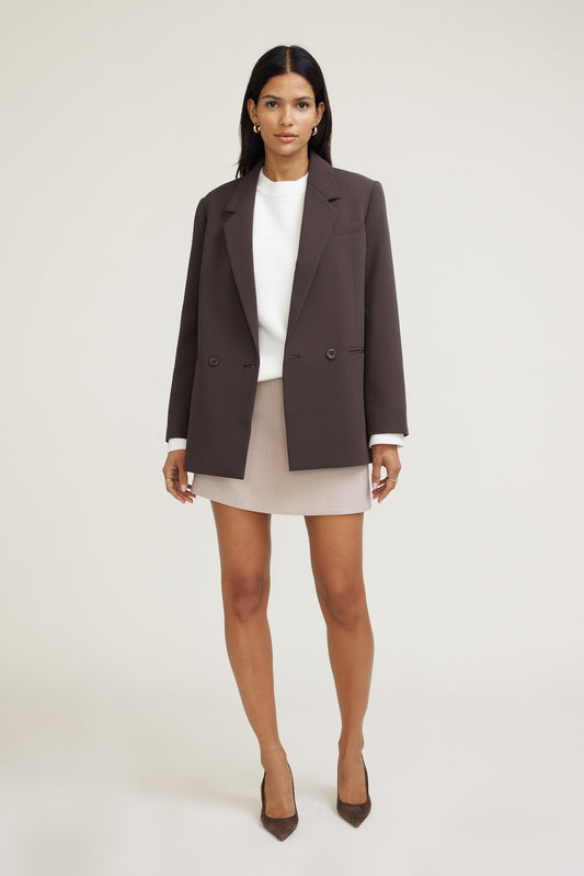 Dynamite Noa Oversized Blazer Brown