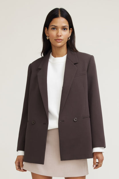 Dynamite Noa Oversized Blazer Brown