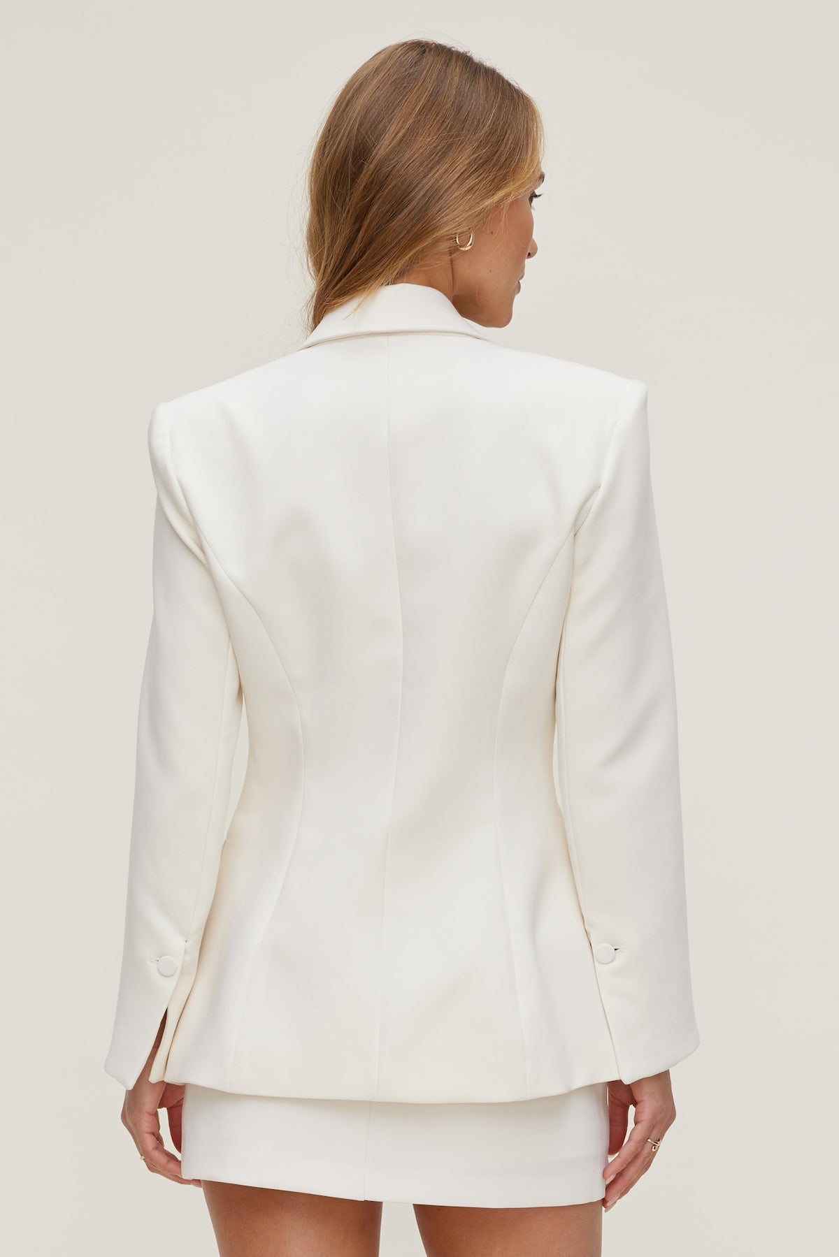 Dynamite Anna Cinched Blazer Beige