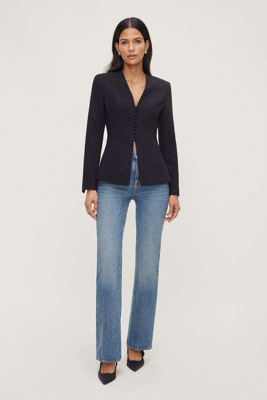 Dynamite Plunge Small Button Blazer Black