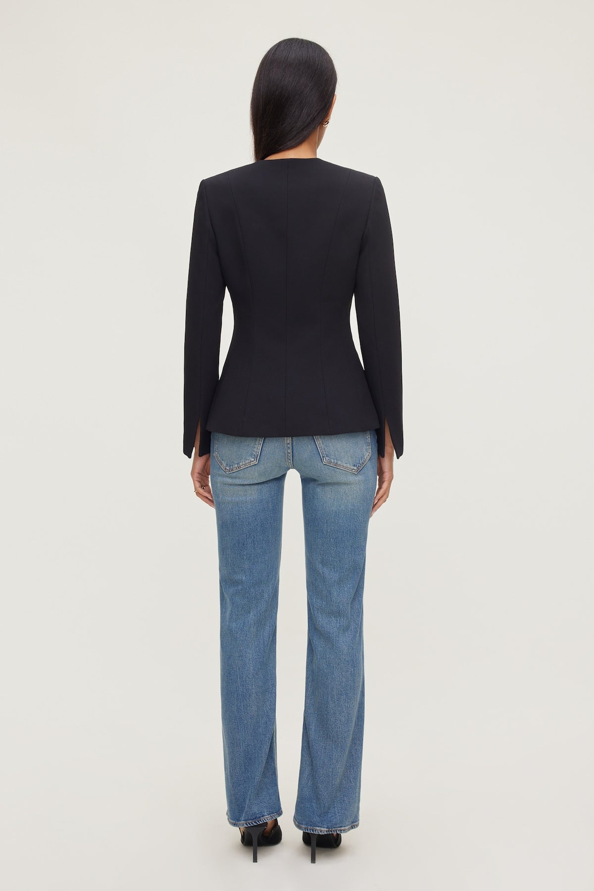 Dynamite Plunge Small Button Blazer Black