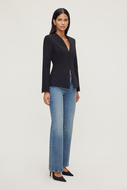 Dynamite Plunge Small Button Blazer Black