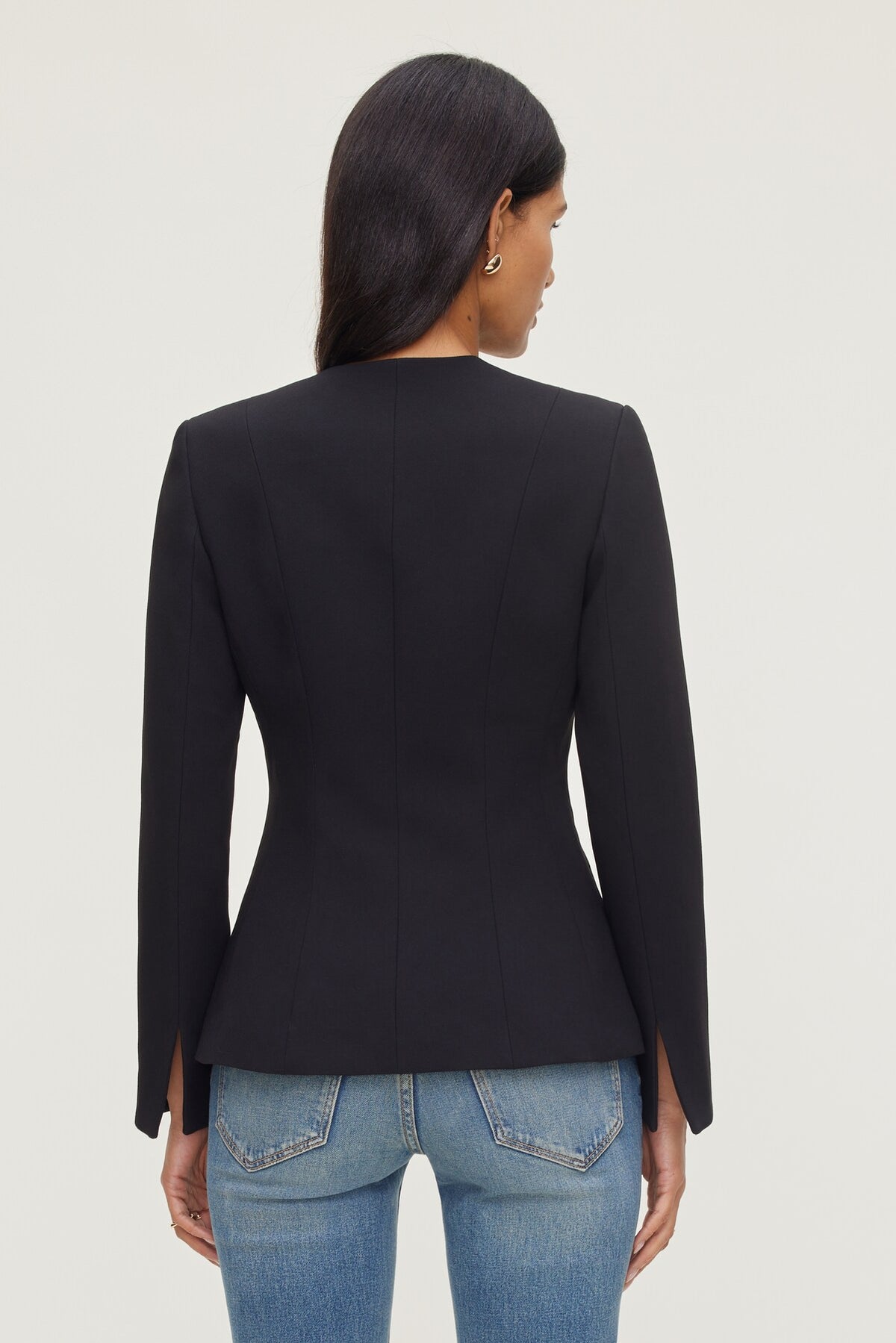 Dynamite Plunge Small Button Blazer Black