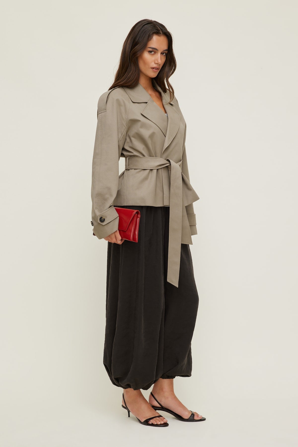 Dynamite Remi Short Trench Coat Brown