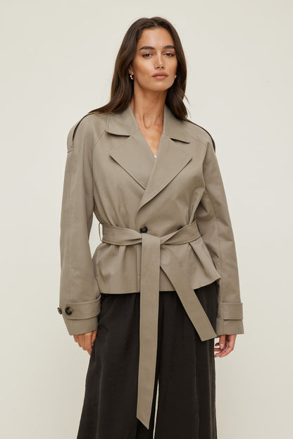 Dynamite Remi Short Trench Coat Brown