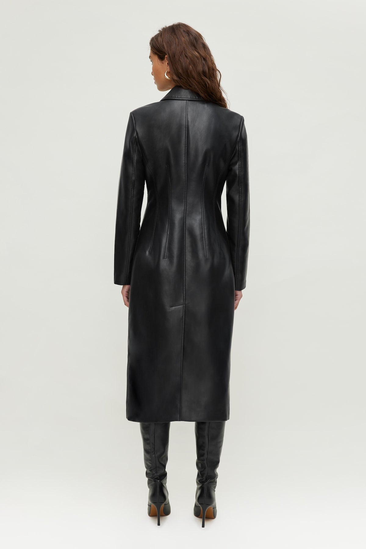 Dynamite Faux Leather Trench Coat Black