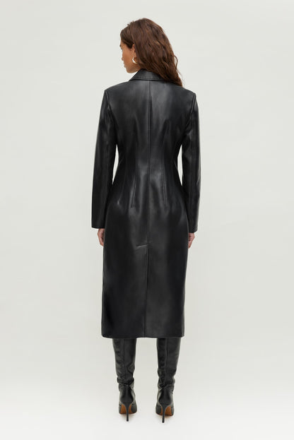 Dynamite Faux Leather Trench Coat Black