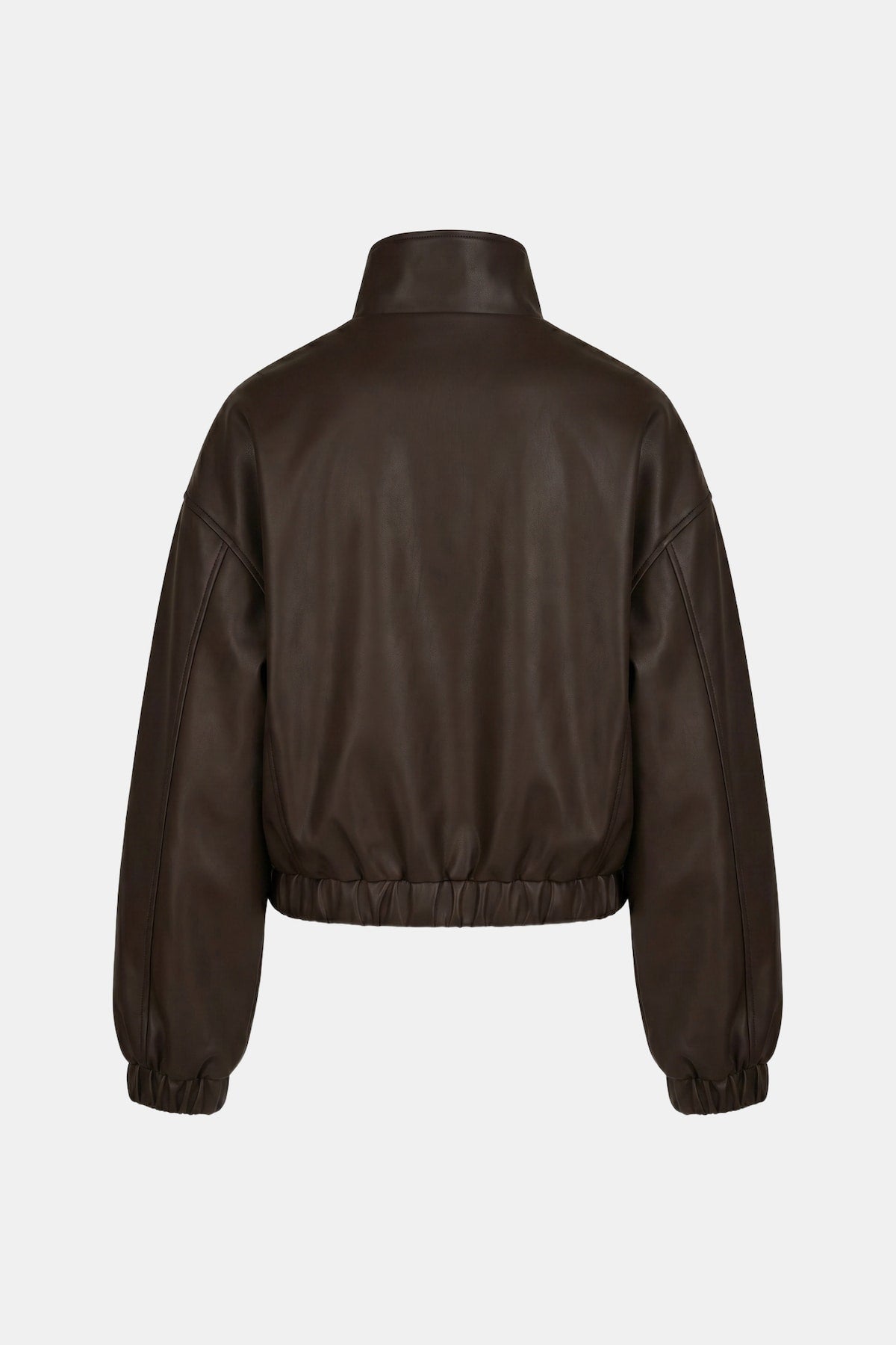 Dynamite Oversized Faux Leather Bomber Jacket Brown