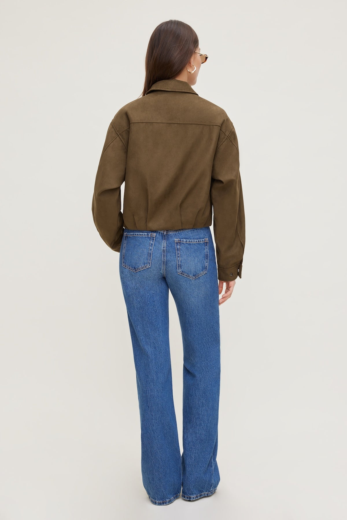 Dynamite Balloon Faux Suede Jacket Brown