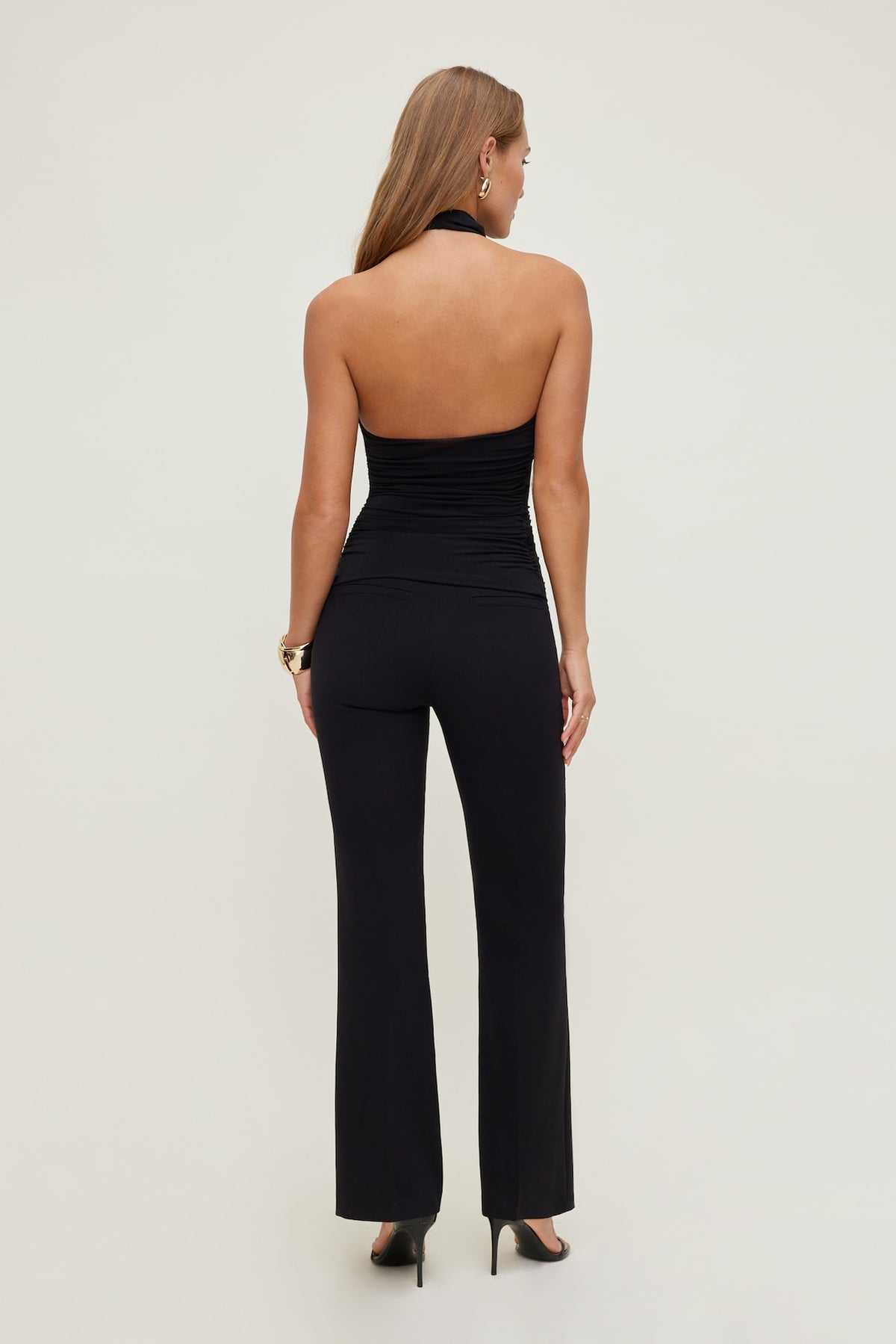 Dynamite Sculpt Cowl Halter Top Black