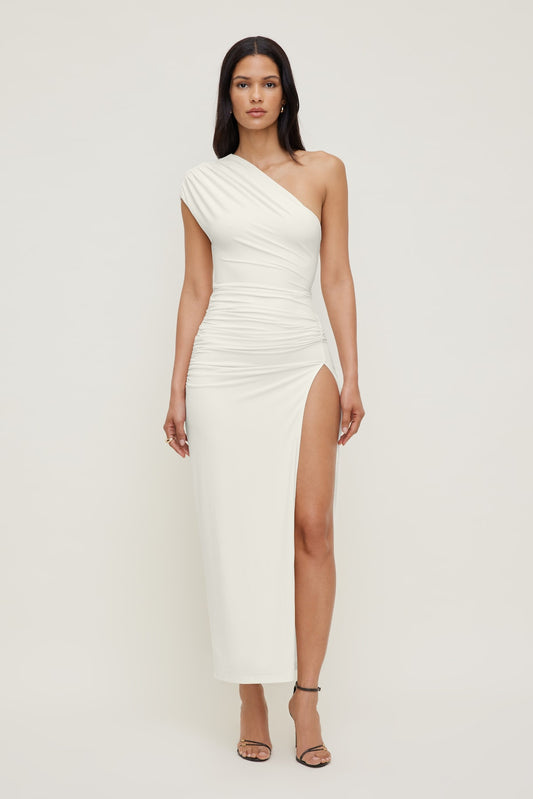 Dynamite Sculpt Slit Maxi Dress White