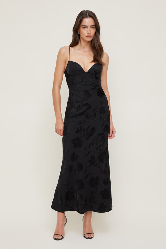Dynamite Jacquard Bustier Maxi Dress Black