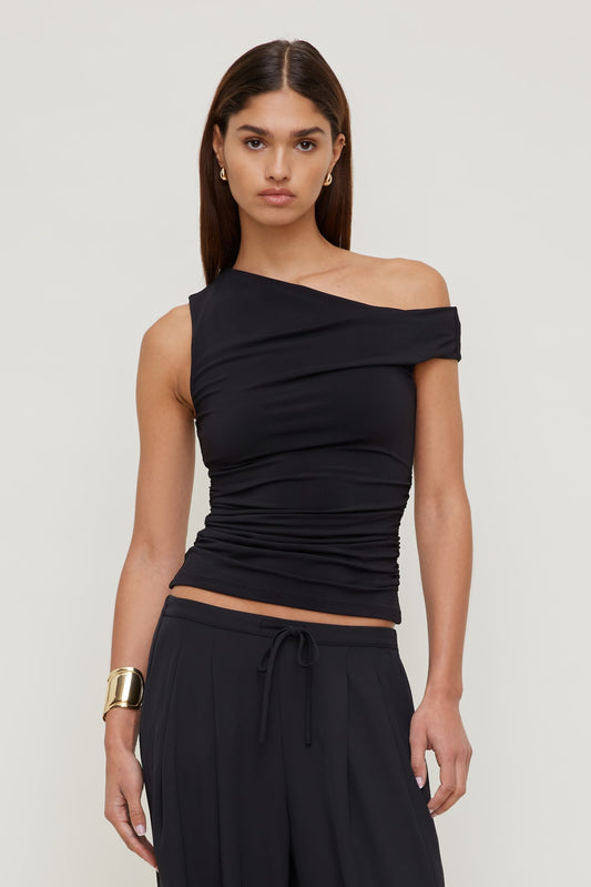 Dynamite Sculpt Off Shoulder Top Black