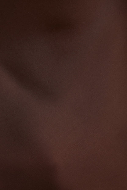 Dynamite Asymmetric Satin Halter Blouse Brown