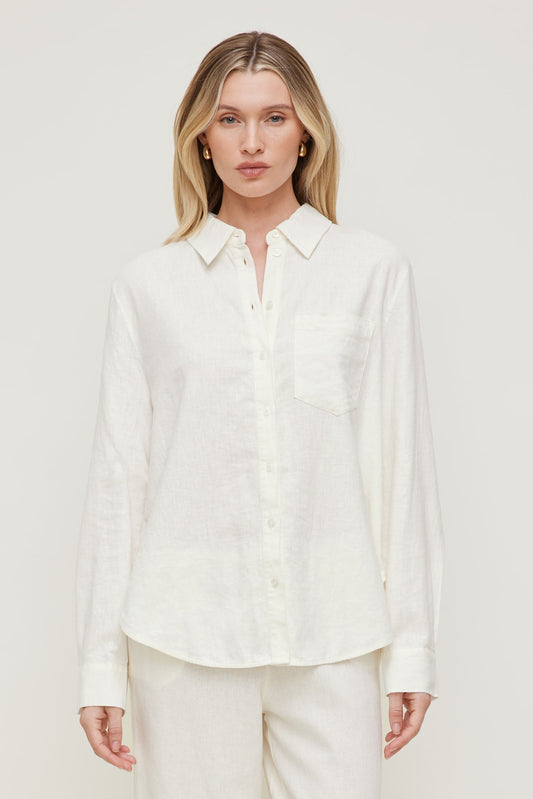 Dynamite Oversized Linen Shirt White