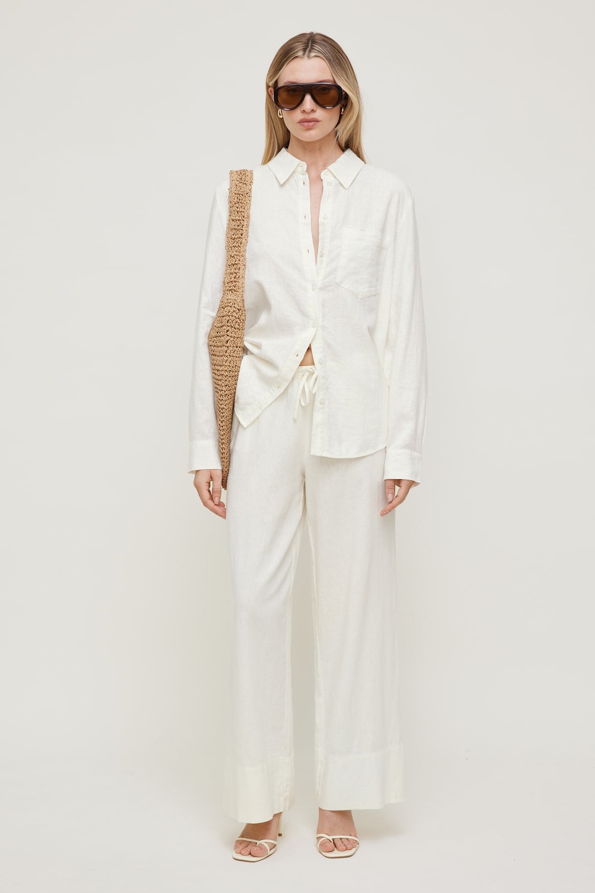 Dynamite Oversized Linen Shirt White