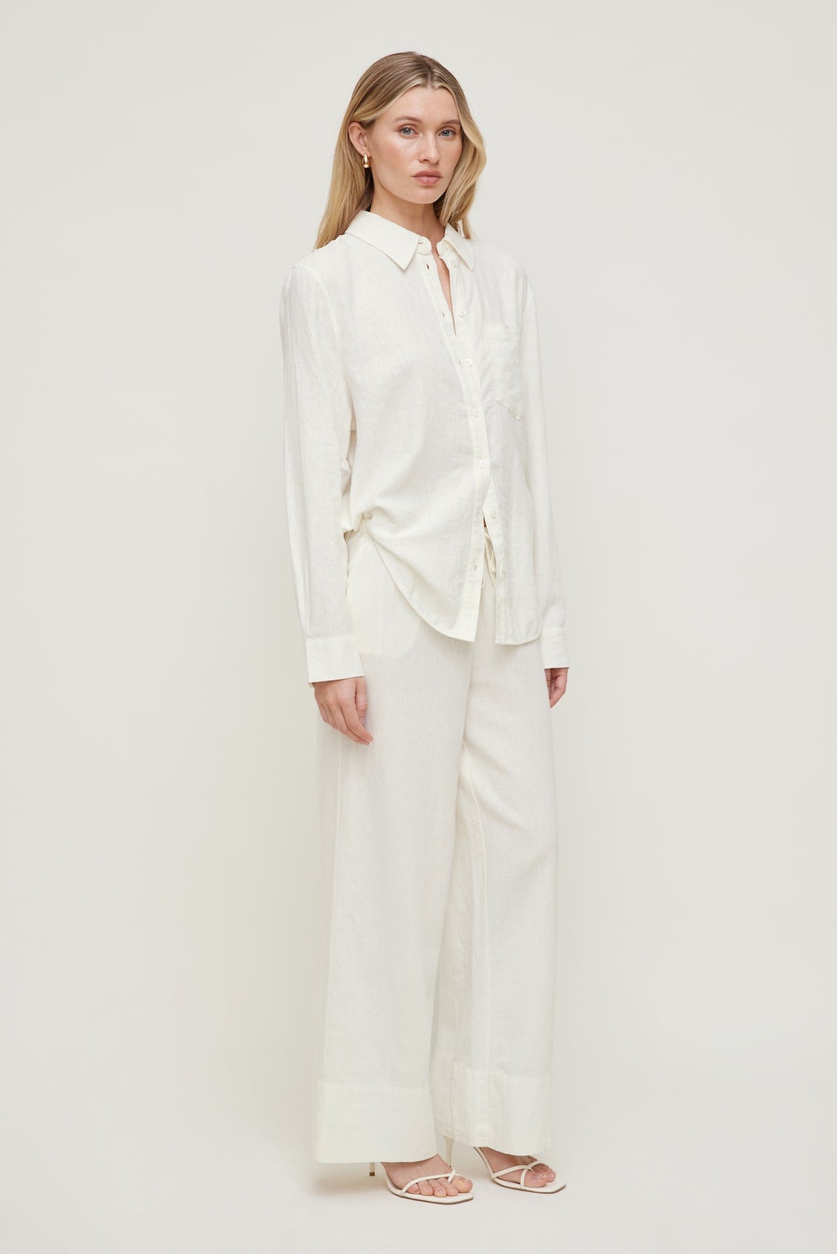 Dynamite Oversized Linen Shirt White