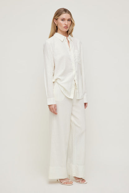Dynamite Oversized Linen Shirt White