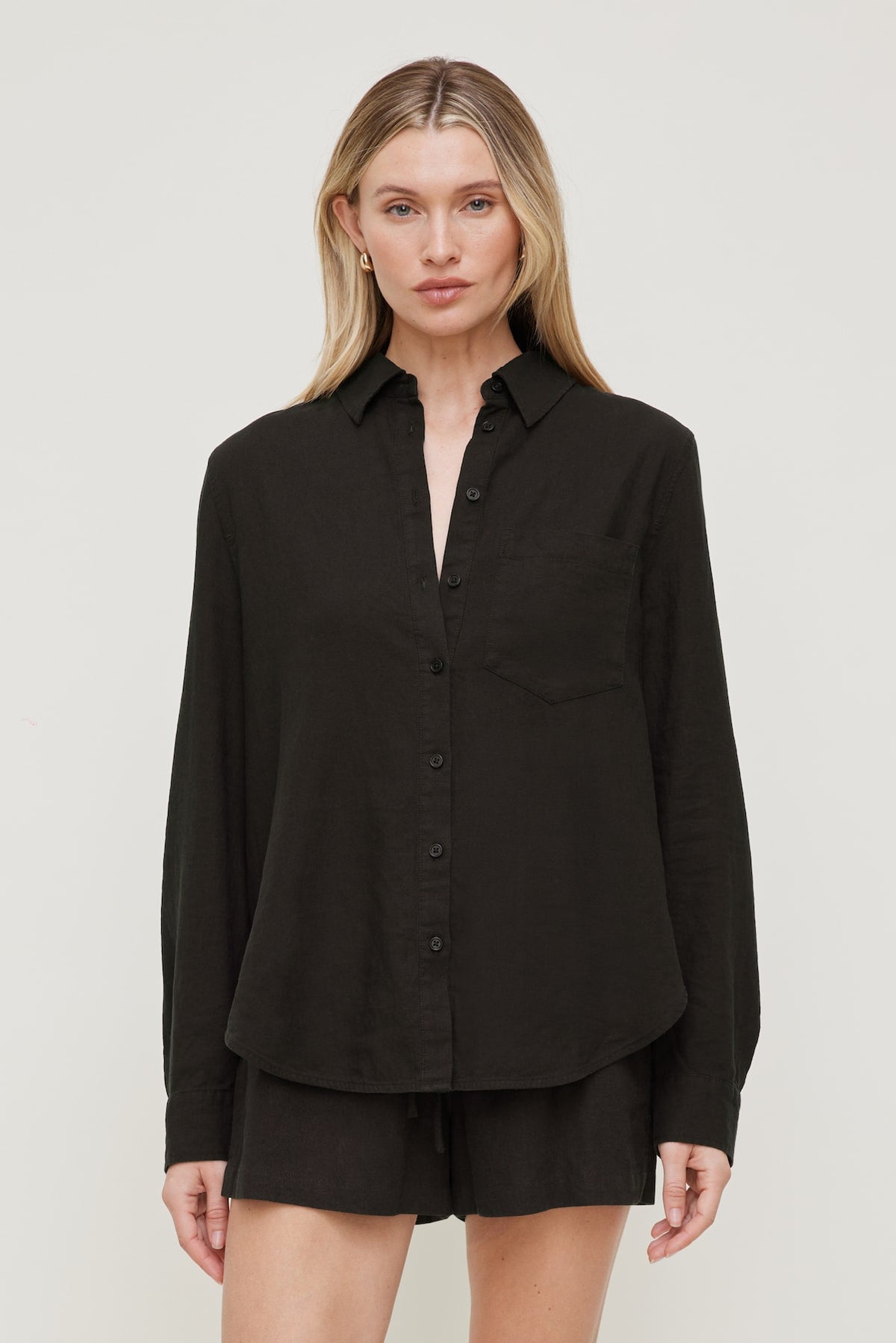 Dynamite Oversized Linen Shirt Brown