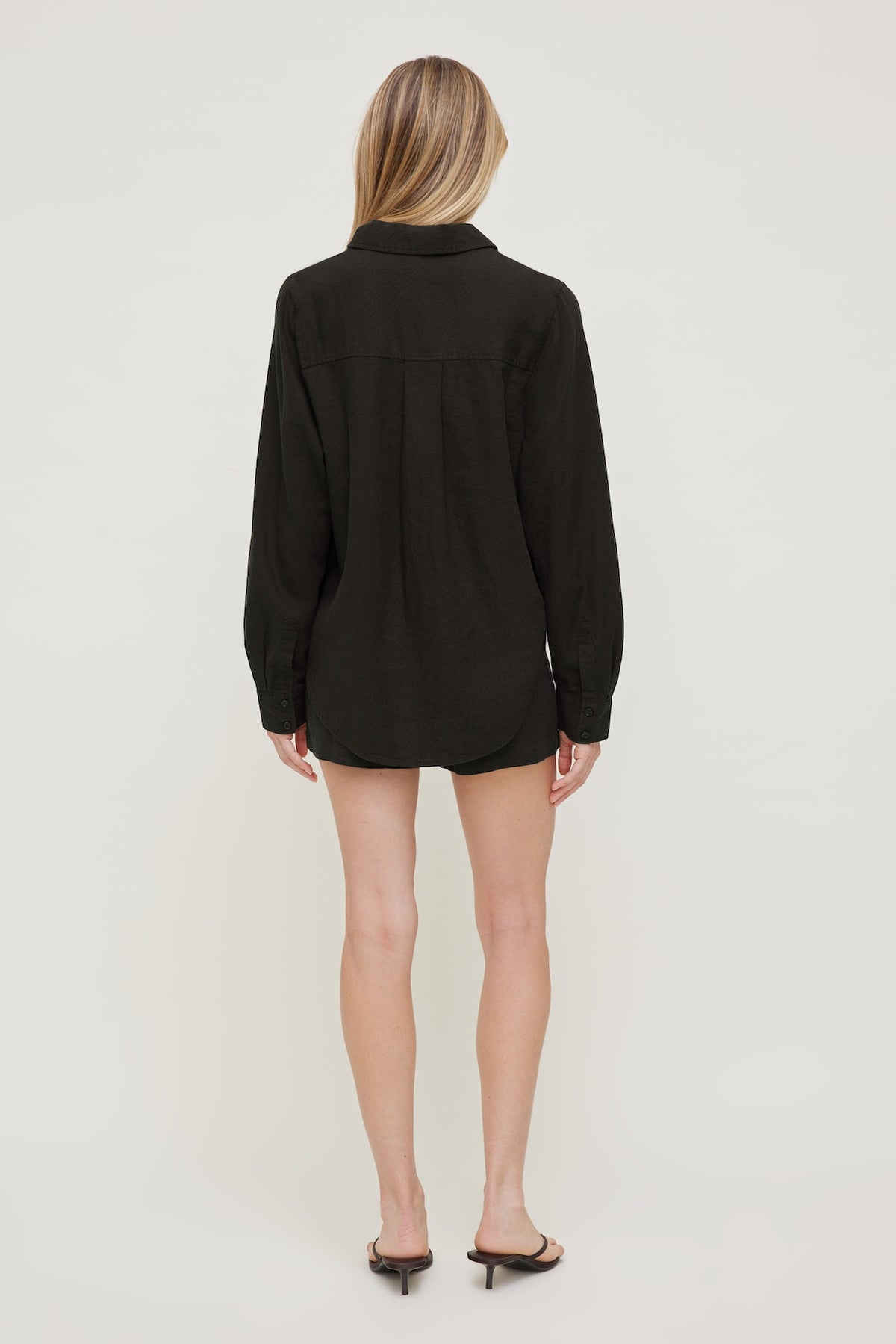 Dynamite Oversized Linen Shirt Brown