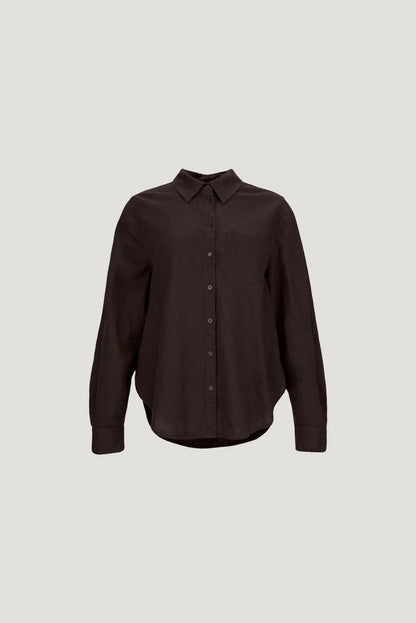 Dynamite Oversized Linen Shirt Brown