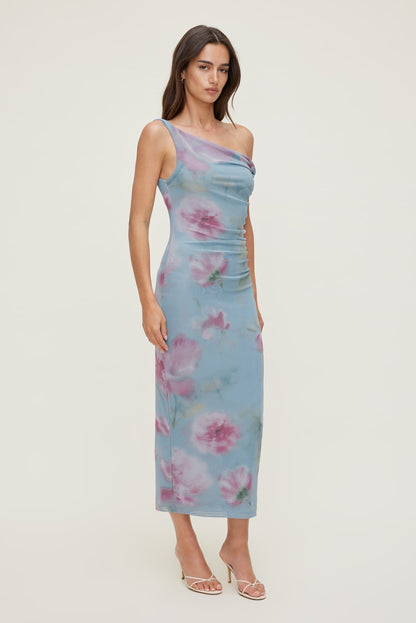 Dynamite Jayde Mesh Maxi Dress Blue