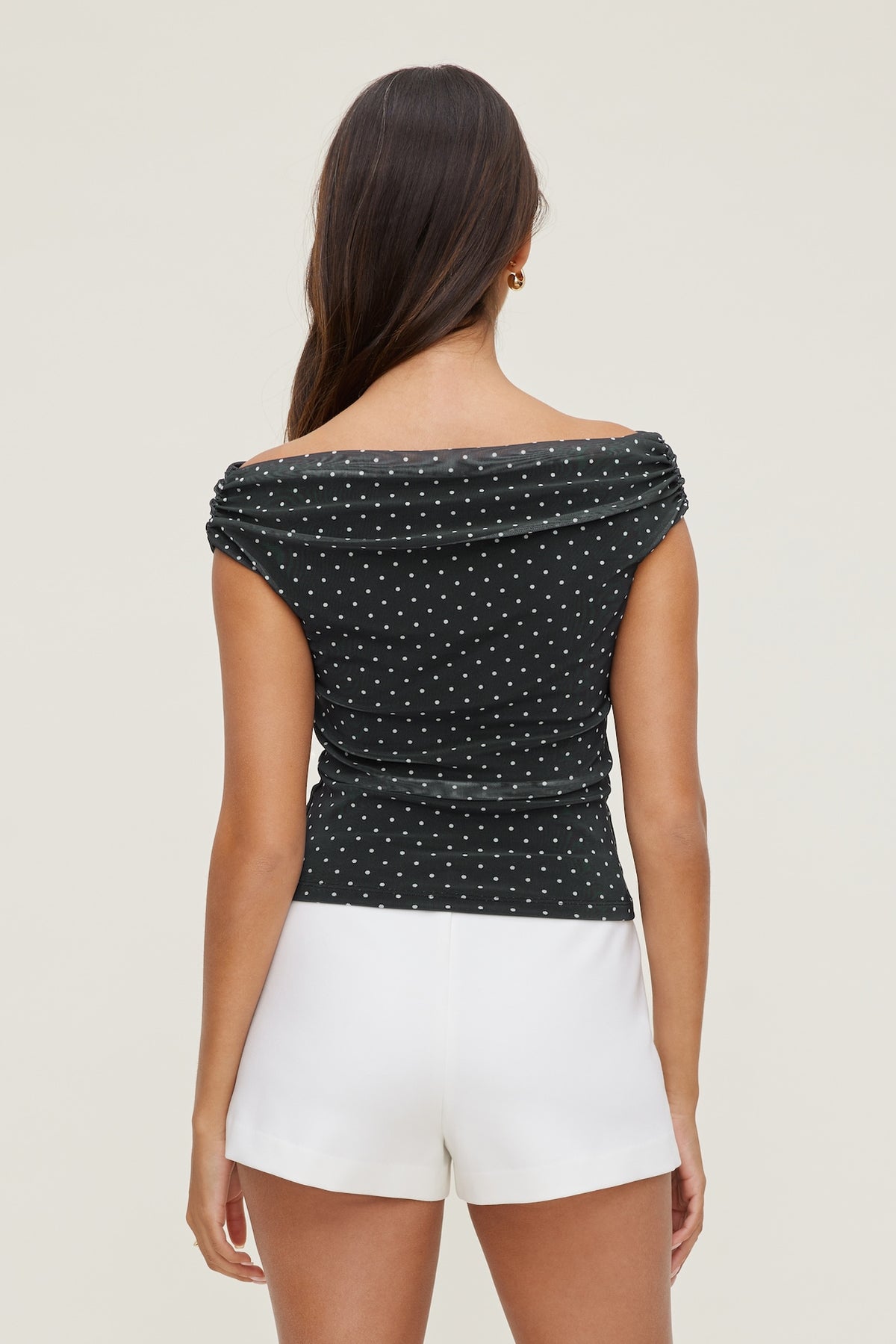 Dynamite Off Shoulder Mesh Top BLACK