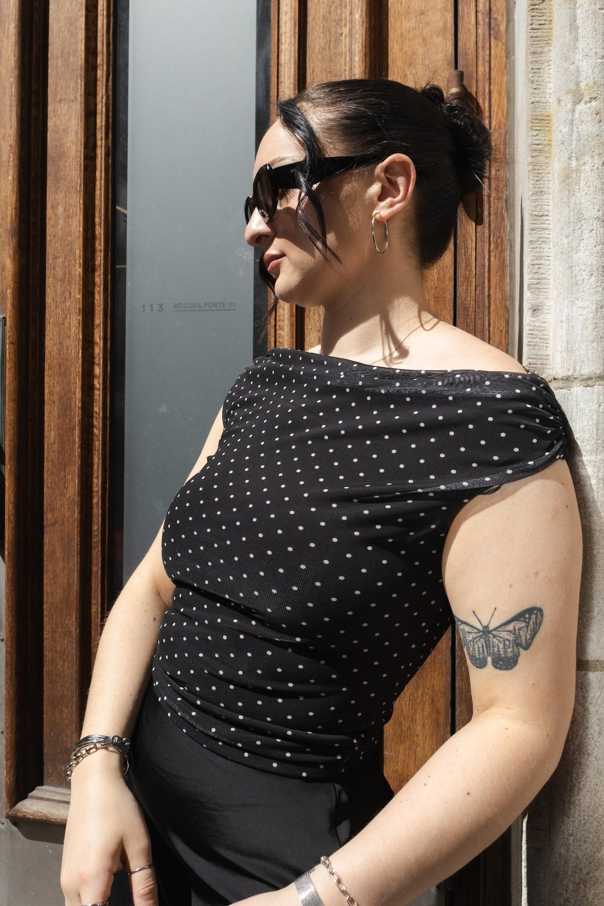 Dynamite Off Shoulder Mesh Top BLACK
