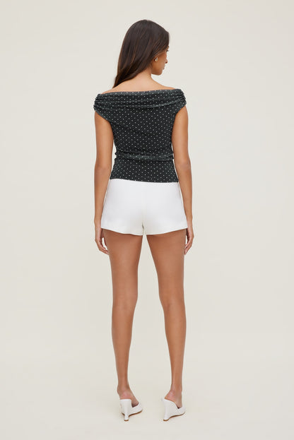 Dynamite Off Shoulder Mesh Top BLACK