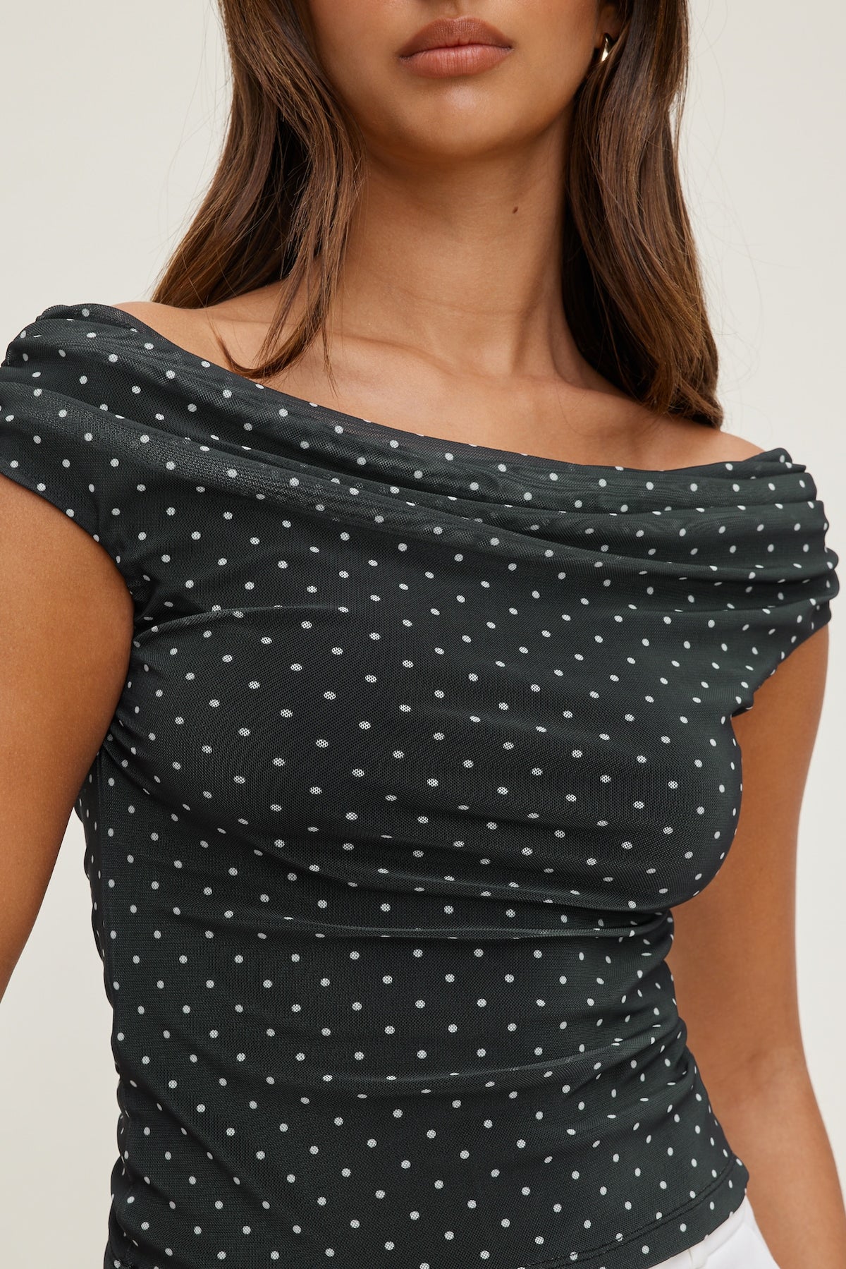 Dynamite Off Shoulder Mesh Top BLACK