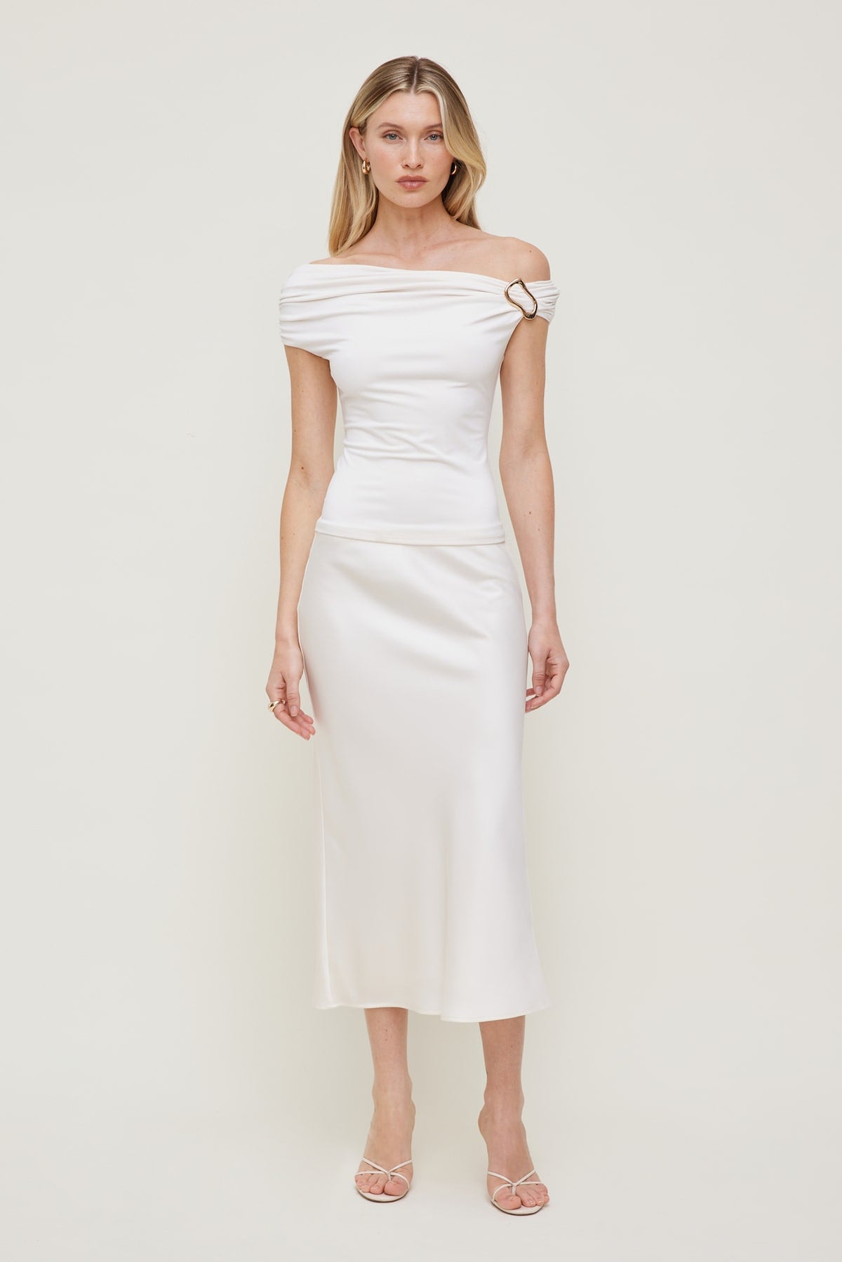 Dynamite Sculpt Buckle Detail Top White