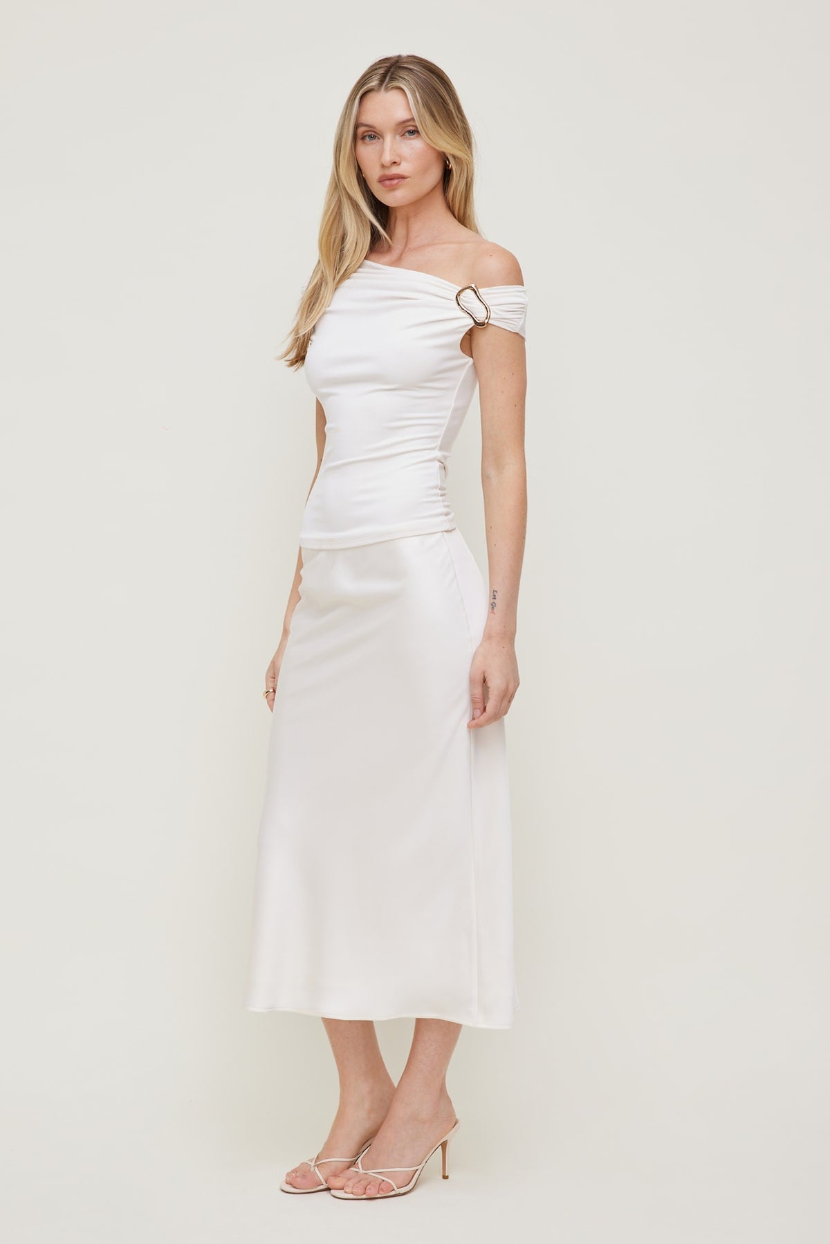Dynamite Sculpt Buckle Detail Top White
